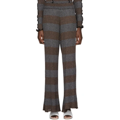 Shop Asai Brown And Silver Lurex Flare Lounge Pants In Blue Brown