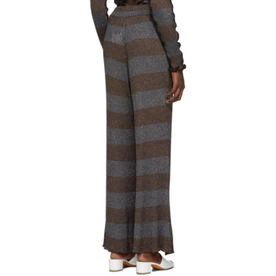 Shop Asai Brown And Silver Lurex Flare Lounge Pants In Blue Brown