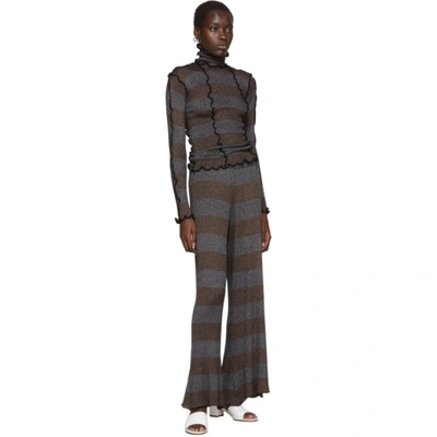 Shop Asai Brown And Silver Lurex Flare Lounge Pants In Blue Brown