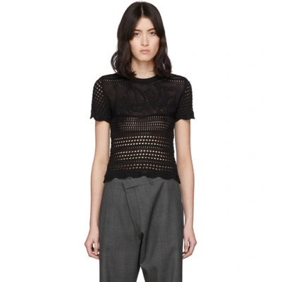 Shop Amiri Black Love Crochet T-shirt