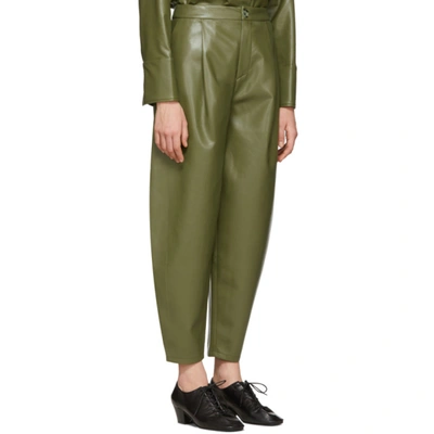 Shop Aeron Green Faux-leather Fran Trousers In 177 Moss