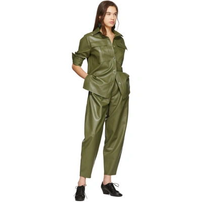 Shop Aeron Green Faux-leather Fran Trousers In 177 Moss
