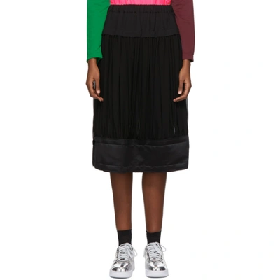 Shop Comme Des Garçons Black Georgette Pleated Mid-length Skirt In 1 Black Bla