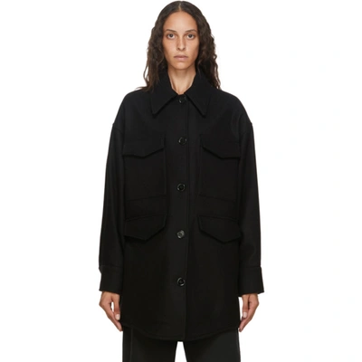 Shop Mm6 Maison Margiela Black Wool Oversize Coat In 900 Black