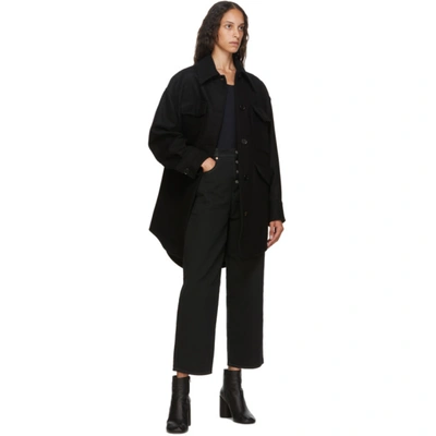 Shop Mm6 Maison Margiela Black Wool Oversize Coat In 900 Black