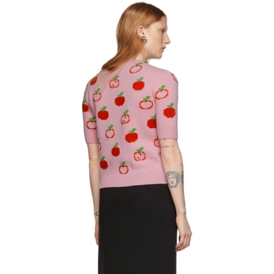 Shop Gucci Pink Jacquard Gg Apple Half-sleeve Sweater In 5148 Pink