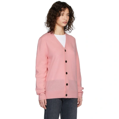 Shop Acne Studios Pink Patch Cardigan In Blush Pink