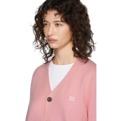 Shop Acne Studios Pink Patch Cardigan In Blush Pink