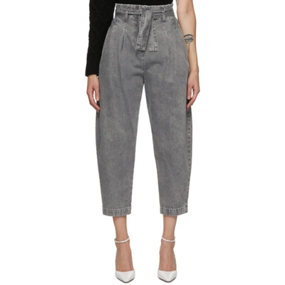 Shop Wandering Grey High-waist Cropped Jeans In 037 Grey