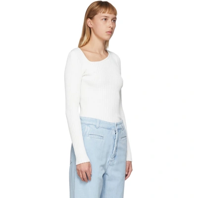 Shop Loewe White Asymmetric Collar Sweater In 2100 White