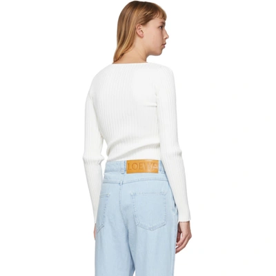 Shop Loewe White Asymmetric Collar Sweater In 2100 White