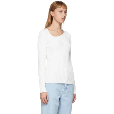 Shop Loewe White Asymmetric Collar Sweater In 2100 White