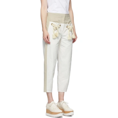 Shop Stella Mccartney Off-white & White Cropped Amanda Trousers In 9200 Cream