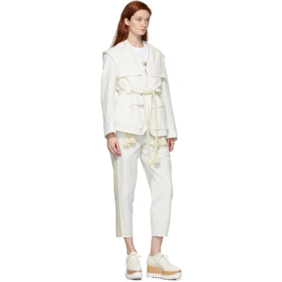 Shop Stella Mccartney Off-white & White Cropped Amanda Trousers In 9200 Cream