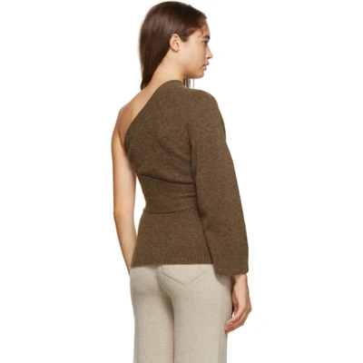 Shop Nanushka Brown One-shoulder Cleto Sweater