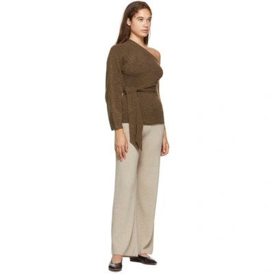 Shop Nanushka Brown One-shoulder Cleto Sweater