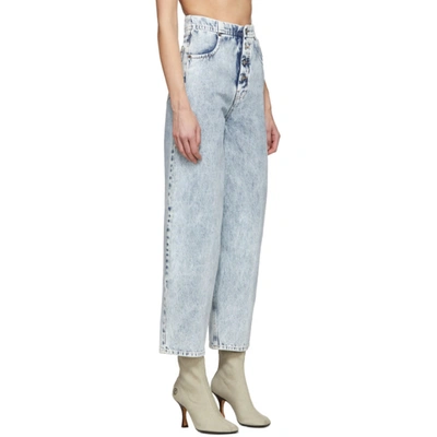 Shop Mm6 Maison Margiela Blue Logo Boyfriend Jeans In 961 Blue80s