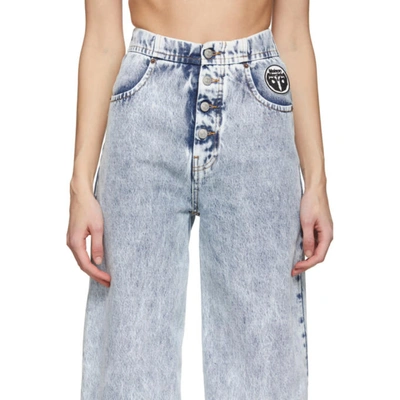 Shop Mm6 Maison Margiela Blue Logo Boyfriend Jeans In 961 Blue80s