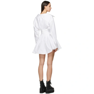Shop Alexander Wang T White Cotton Cinched Shirt Dress In 111 White