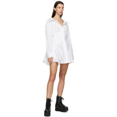 Shop Alexander Wang T White Cotton Cinched Shirt Dress In 111 White