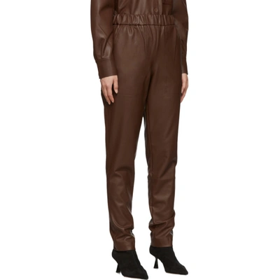 Shop Tibi Brown Faux-leather Pull-on Trousers
