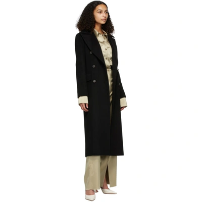 Shop Nanushka Black Wool Lana Coat In Off Black