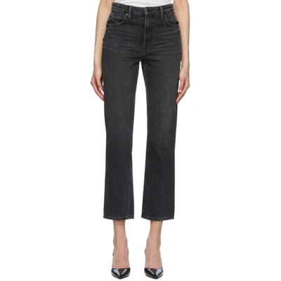 Shop Alexander Wang Black Cult Cropped Straight Jeans In 015 Grey Ag