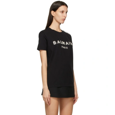 BALMAIN 黑色 CRYSTAL LOGO T 恤