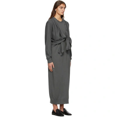 Shop Lemaire Grey Merino Cardigan Dress In 966 Anthrac