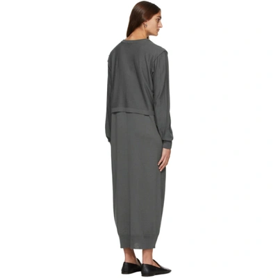 Shop Lemaire Grey Merino Cardigan Dress In 966 Anthrac