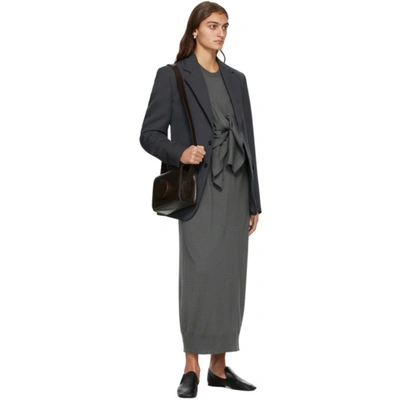 Shop Lemaire Grey Merino Cardigan Dress In 966 Anthrac