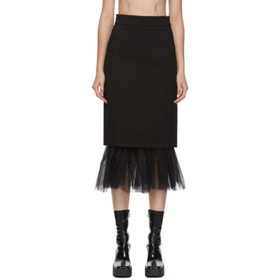 Shop Shushu-tong Black Tulle Pencil Skirt In Ba100 Black