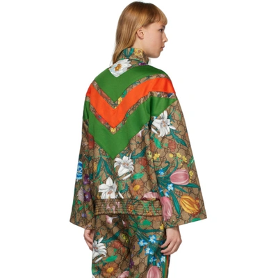 Gucci Flora Gg Supreme Pattern Track Jacket In 2103 Brown