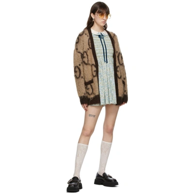 Shop Gucci Reversible Beige And Brown Mohair Gg Oversized Cardigan In 2254 Beige/