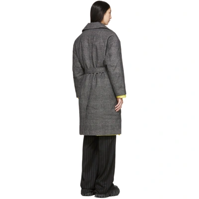 Shop Ienki Ienki Grey Down Woolmark Mac Coat In Grey Ch/yel