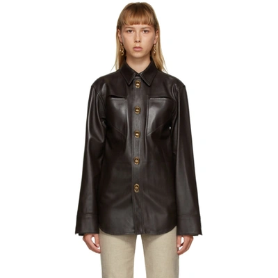 Shop Bottega Veneta Brown Leather Shirt In 2090 Bark