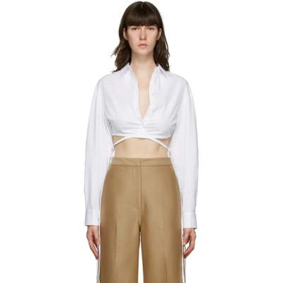 Shop Christopher Esber White Crop Tie Shirt