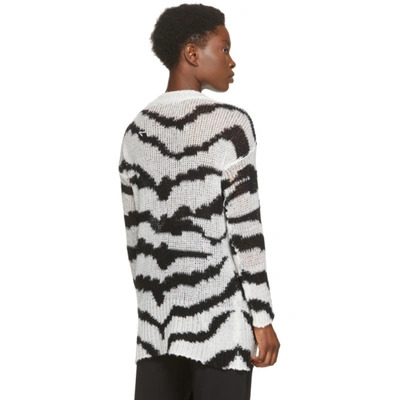 Shop Stella Mccartney Black And White Intarsia Tiger Sweater In 9000 White
