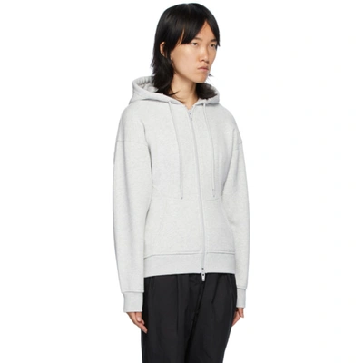 Shop Alexander Wang T Grey Sculpted Zip-up Hoodie In 030 Heather