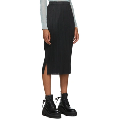 Shop Issey Miyake Pleats Please  Black Pleated Mid-length Skirt In 15 Black