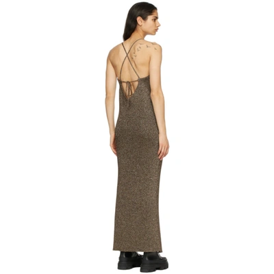 Shop Ganni Gold Knit Glitter Dress In 897 Mole