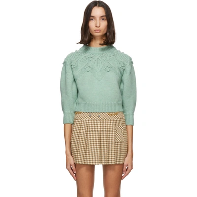 Shop Gucci Blue Wool Cable Knit Sweater In 4465 Azure