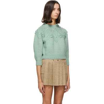 Shop Gucci Blue Wool Cable Knit Sweater In 4465 Azure