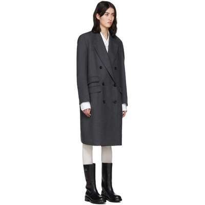 Shop We11 Done We11done Grey Tailored Double-breasted Coat In Charcoal