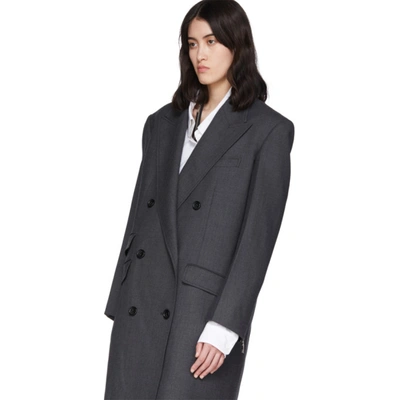 Shop We11 Done We11done Grey Tailored Double-breasted Coat In Charcoal