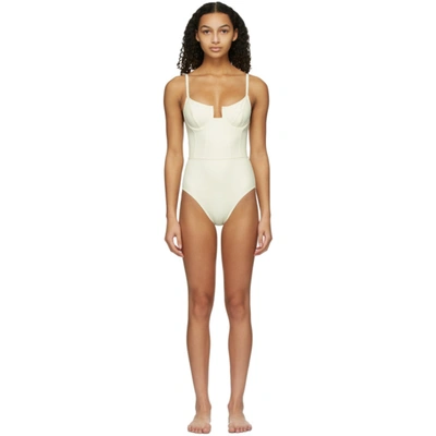 Shop Solid & Striped Off-white 'the Veronica' One-piece Swimsuit In Cream
