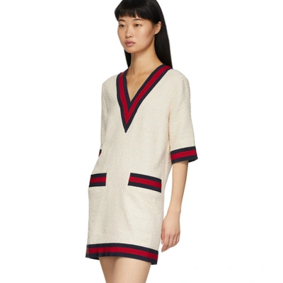 Shop Gucci Off-white Tweed Short Dress In 9401 Garden