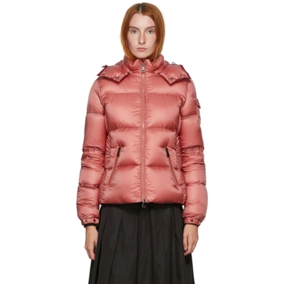 Shop Moncler Pink Down Fourmi Coat In 544 Dkpink