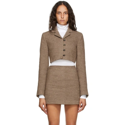 Shop Opening Ceremony Beige Felted Cropped Blazer In Hazy Taupe