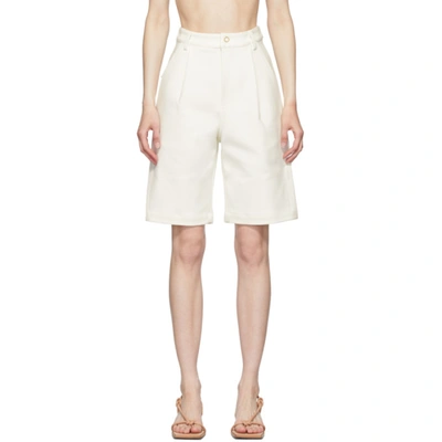 Shop Dion Lee White Vented Pleat Shorts In Ivory